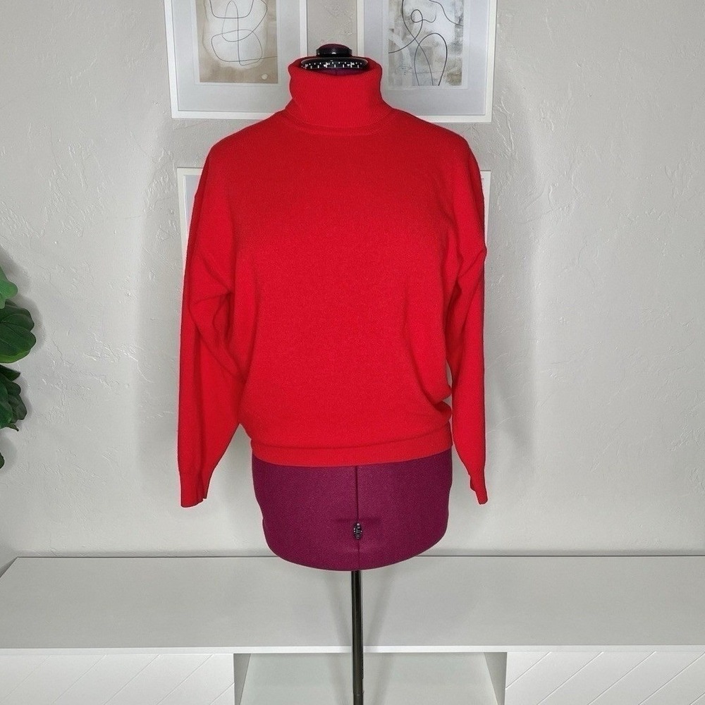 United Colors of Benetton Turtleneck Sweater Womens XL Red Lambswool Italy